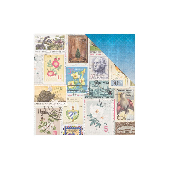 Scrapbooking  Painted Passport Places to Go Paper 12x12 Paper Collections 12x12
