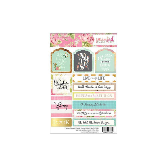 Scrapbooking  Painted Passport Tags & Prompts Stickers 4x6 Paper Collections 12x12