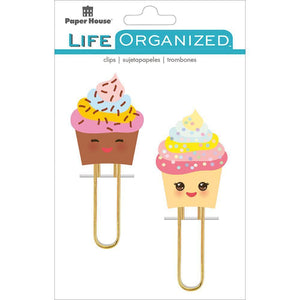 Scrapbooking  Paper House Life Organized Puffy Clips 2/Pkg Kawaii Cupcakes Paper Collections 12x12