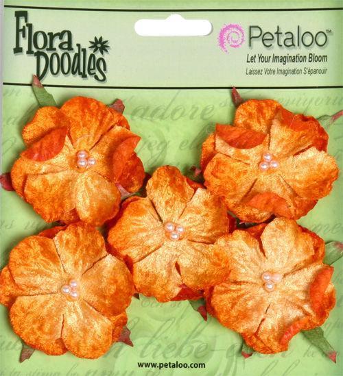 Scrapbooking  Petaloo Velvet Wild Roses Orangeade 5pc Paper Collections 12x12