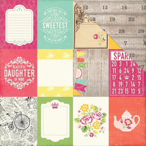 Scrapbooking  Petticoats and Pinstripes Girl 3x4 Journalling Card Paper 12x12 Paper Collections 12x12