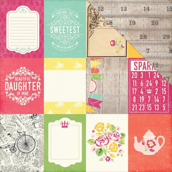 Scrapbooking  Petticoats and Pinstripes Girl 3x4 Journalling Card Paper 12x12 Paper Collections 12x12