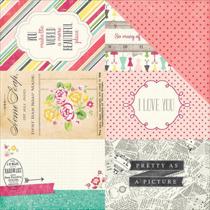 Scrapbooking  Petticoats and Pinstripes Girl 4x6 Journalling Card Paper 12x12 Paper Collections 12x12