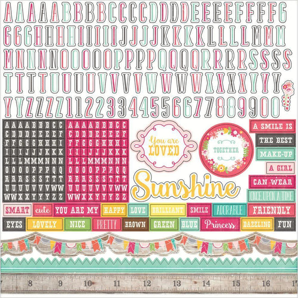 Scrapbooking  Petticoats and Pinstripes Girl Alphabet Stickers 12x12 Paper Collections 12x12