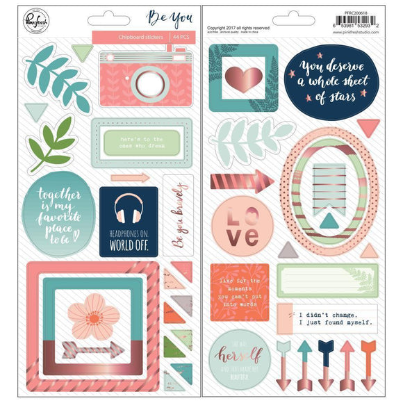 Scrapbooking  Pink fresh Be You Chipboard Stickers 5.5