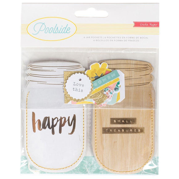 Scrapbooking  Poolside Die-Cut Cardstock Window Pockets 6/Pkg Jar Shapes W/Gold Foil & Glitter Accents Paper Collections 12x12