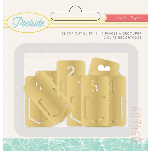 Scrapbooking  Poolside Metal Tab Clips 12/Pkg Gold Paper Collections 12x12