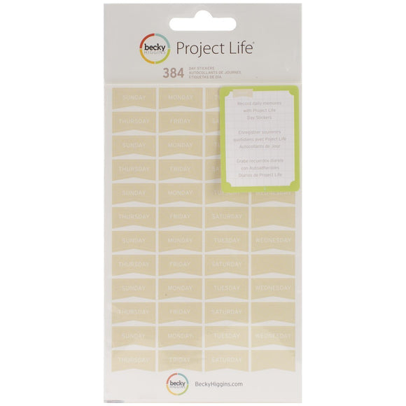 Scrapbooking  Project Life 384 Day Stickers Beige Paper Collections 12x12