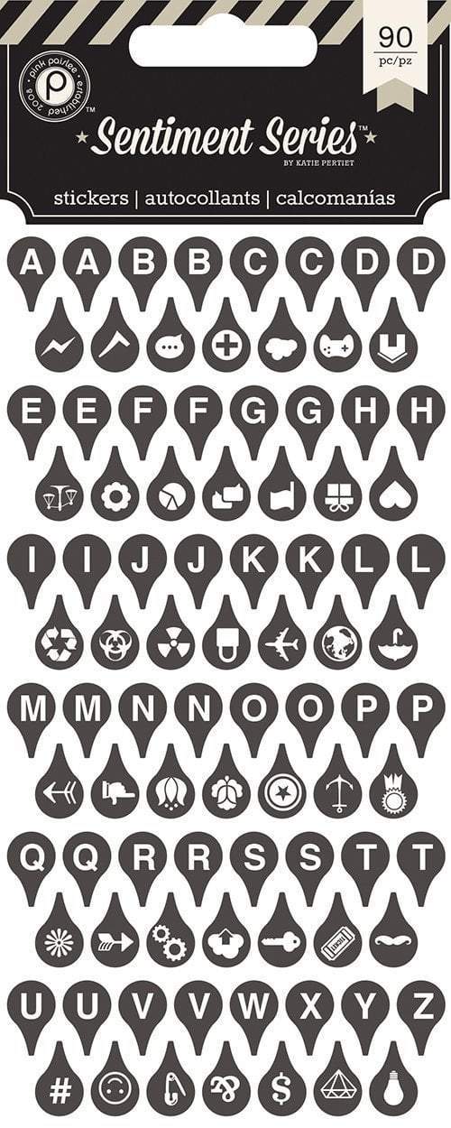 Scrapbooking  Sentiments V.1 Typecast Alpha Stickers Black Paper Collections 12x12