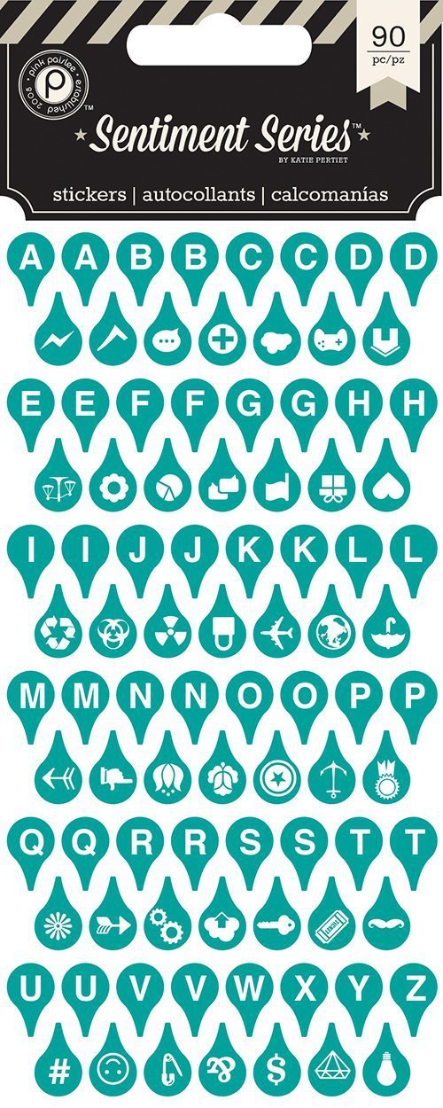 Scrapbooking  Sentiments V.1 Typecast Alpha Stickers Teal Paper Collections 12x12
