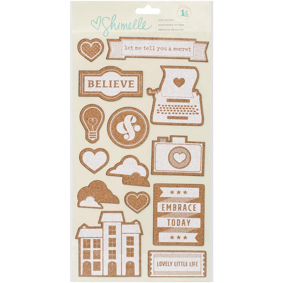 Scrapbooking  Shimelle True Stories Cork Stickers 14pk Paper Collections 12x12