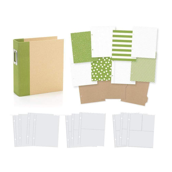 Scrapbooking  Sn@p Binder Album 6x8 inch Green with inserts Paper Collections 12x12