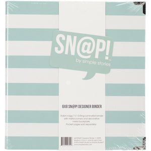 Scrapbooking  Sn@p! Designer Binder 6"X8" Robins Egg Stripe Paper Collections 12x12