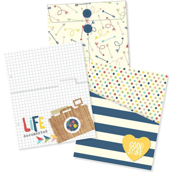 Scrapbooking  Sn@p Life Documented Envelope Pocket Inserts 3pk Paper Collections 12x12