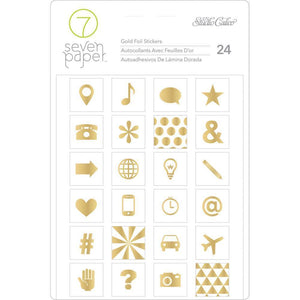 Scrapbooking  Studio Calico Seven Paper Amelia Gold Foil Icon Stickers 4"X5" Paper Collections 12x12