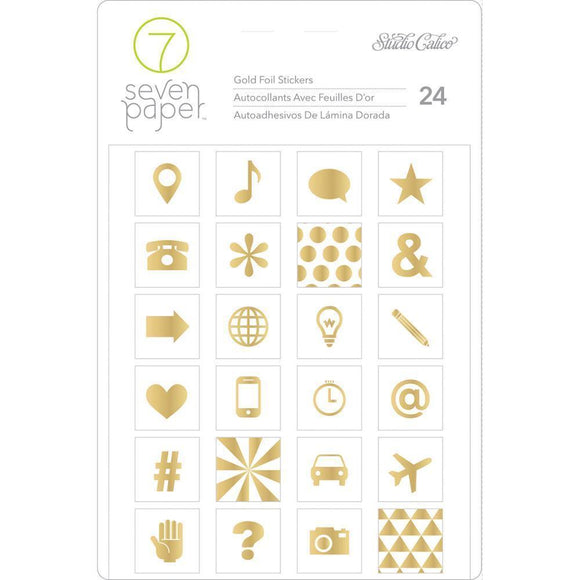 Scrapbooking  Studio Calico Seven Paper Amelia Gold Foil Icon Stickers 4