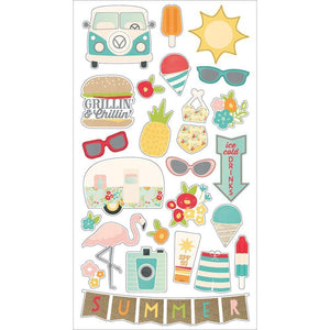 Scrapbooking  Summer Days Chipboard Stickers 6"X12" Paper Collections 12x12
