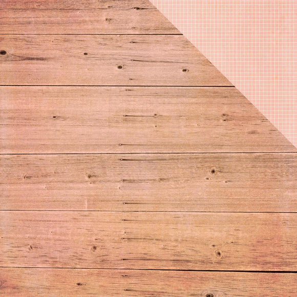 Scrapbooking  Summer Vibes Pink Wood/Grid Paper 12x12 Paper Collections 12x12