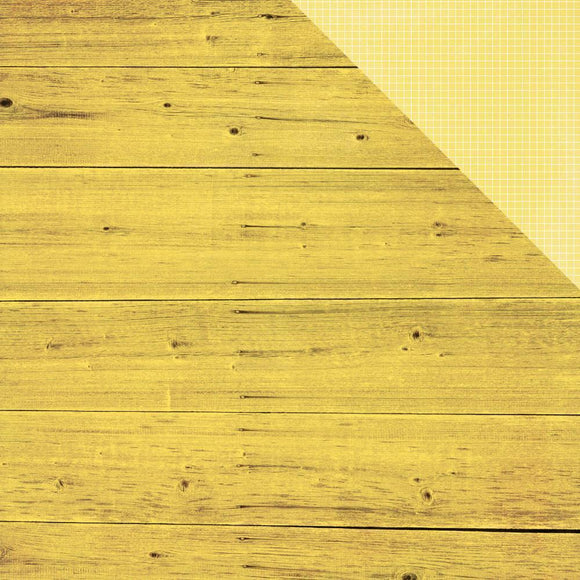 Scrapbooking  Summer Vibes Yellow Wood/Grid Paper 12x12 Paper Collections 12x12
