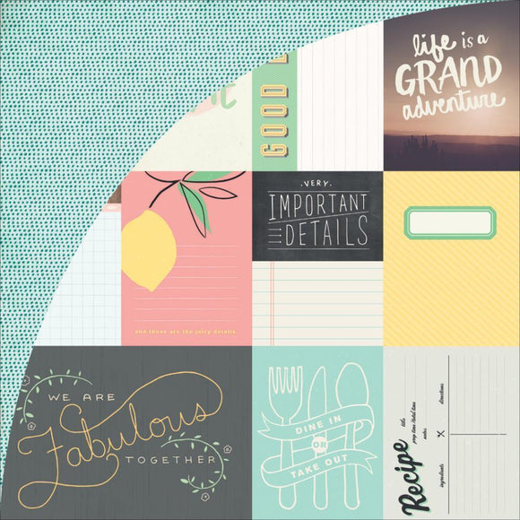 Scrapbooking  Sun Kissed Journalling Card Paper 12x12 Paper Collections 12x12