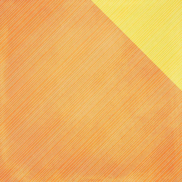 Scrapbooking  Sunshine & Happiness Tangerine/Lemon Stripe Paper 12x12 Paper Collections 12x12