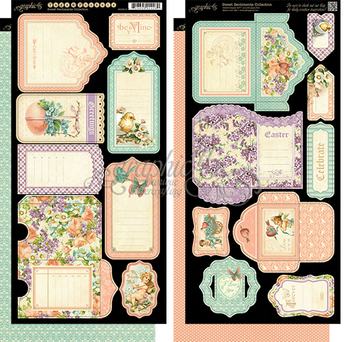 Scrapbooking  Sweet Sentiments Tags and Pockets Stickers Paper Collections 12x12