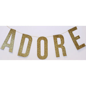 Scrapbooking  Teresa Collins Studio Gold Glittered Chipboard Word Banner ADORE Paper Collections 12x12