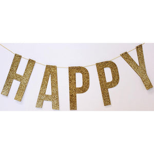 Scrapbooking  Teresa Collins Studio Gold Glittered Chipboard Word Banner HAPPY Paper Collections 12x12