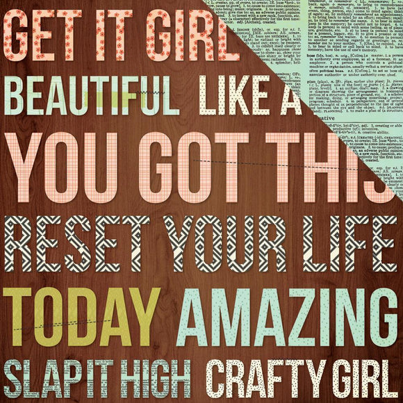 Scrapbooking  The Reset Girl 24/Seven Paper with gold foil 12x12 Paper Collections 12x12