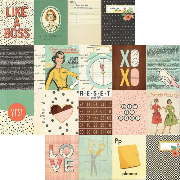Scrapbooking  The Reset Girl 3x4 Journalling Card Elements Paper with gold foil 12x12 Paper Collections 12x12