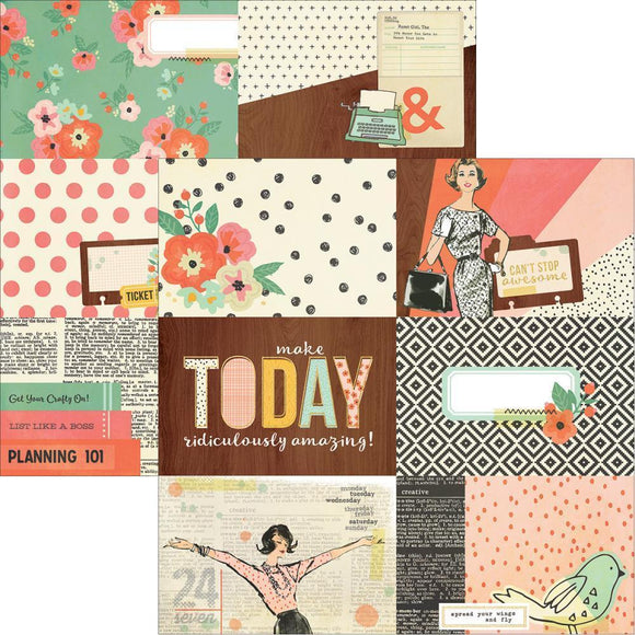 Scrapbooking  The Reset Girl 4x6 J Horizontal Journalling Card Elements Paper with gold foil 12x12 Paper Collections 12x12