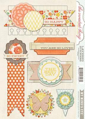 Scrapbooking  The Sweetest Thing Tangerine Happy Layered Stickers Paper Collections 12x12