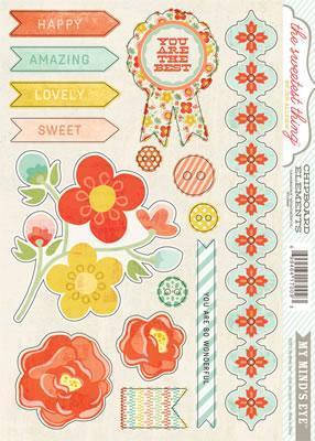 Scrapbooking  The Sweetest Thing Tangerine Wonderful Chipboard Elements Paper Collections 12x12
