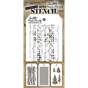Scrapbooking  Tim Holtz Mini Layered Stencil Set 3/Pkg - Set 21 Paper Collections 12x12