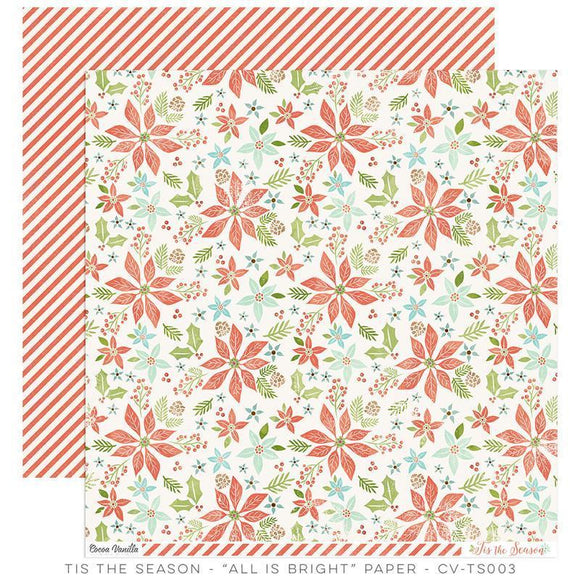 Scrapbooking  Tis The Season All is Bright Paper 12x12 Paper Collections 12x12