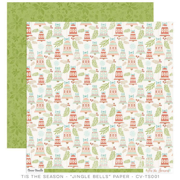 Scrapbooking  Tis The Season Jingle Bells Paper 12x12 Paper Collections 12x12