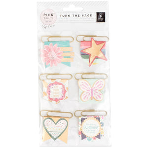Scrapbooking  Turn The Page Pennant Paper Clips 6/Pkg Gold W/Gold Foil Accent Chipboard Paper Collections 12x12