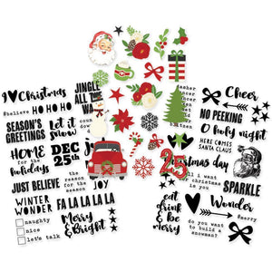 Scrapbooking  Very Merry Clear Stickers 4"X6" 3/Pkg (1) Color & (2) Black Paper Collections 12x12