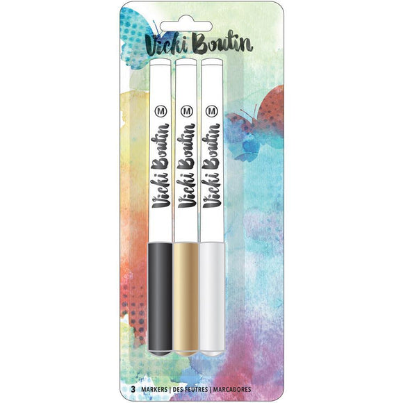 Scrapbooking  Vicki Boutin Mixed Media Markers 3/Pkg Metallics Paper Collections 12x12
