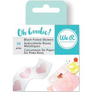 Scrapbooking  We R Memory Keepers Oh Goodie! Blush Heart Foil Stickers 36/Roll Paper Collections 12x12