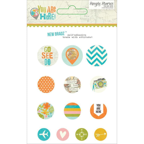Scrapbooking  You Are Here Adhesive Bradz Paper Collections 12x12