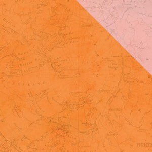 Scrapbooking  You Are Here Orange/Pink Map Paper 12x12 Paper Collections 12x12