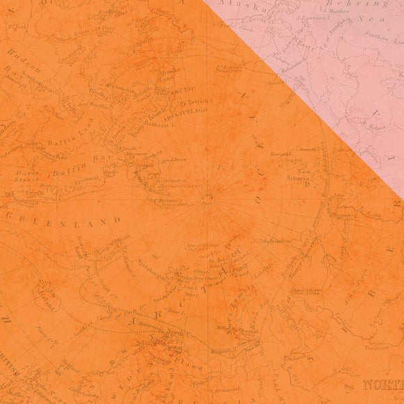 Scrapbooking  You Are Here Orange/Pink Map Paper 12x12 Paper Collections 12x12