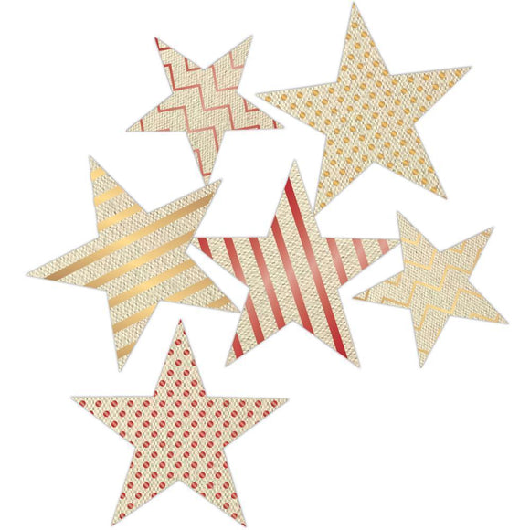 Scrapbooking  Yuletide Foiled Canvas Stars 6/Pkg Paper Collections 12x12