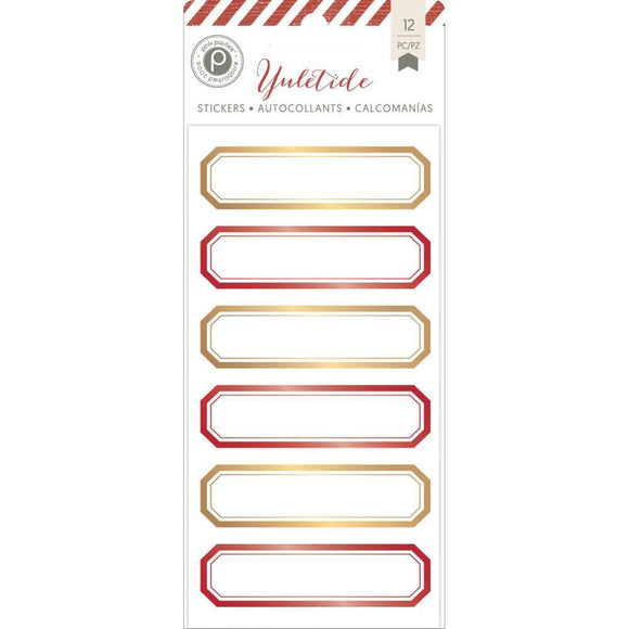 Scrapbooking  Yuletide Foiled Label Stickers 12/Pkg Gold & Red Paper Collections 12x12