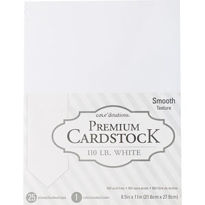 Scrapbooking  Core'dinations 110lb Smooth Cardstock 8.5"X11" 25/Pkg White Paper Collections 12x12
