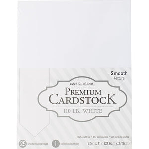 Scrapbooking  Core'dinations 110lb Smooth Cardstock 8.5"X11" 25/Pkg White Paper Collections 12x12