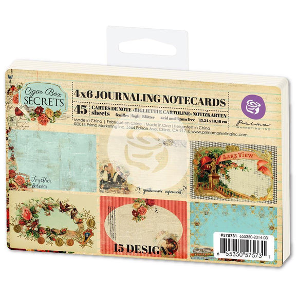 Scrapbooking  Cigar Box 4x6 Journalling Cards Prima Marketing