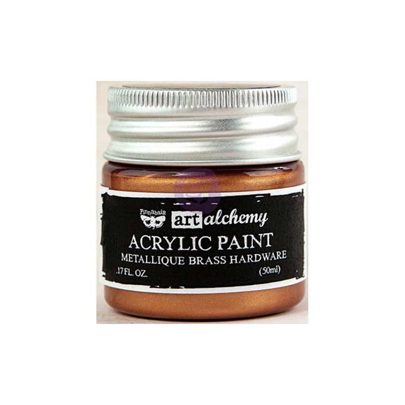 Scrapbooking  Finnabair Art Alchemy Acrylic Paint 1.7 Fluid Ounces - Metallique Brass Hardware Prima Marketing