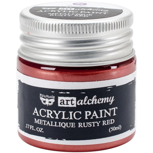 Scrapbooking  Finnabair Art Alchemy Acrylic Paint 1.7 Fluid Ounces - Metallique Rusty Red Prima Marketing
